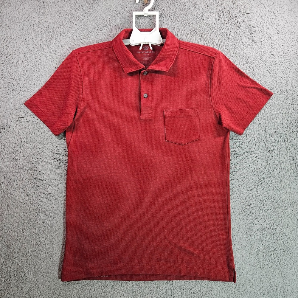 Mack Weldon Polo Shirt Men‎ Medium Short Sleeve Maroon Red